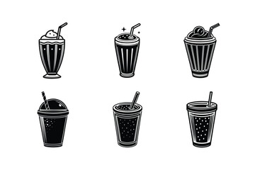 set of vector trash bin icon