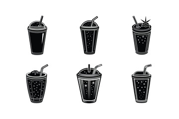 set of vector trash bin icon