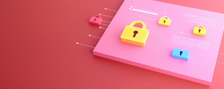 Colorful Padlocks on Abstract Background