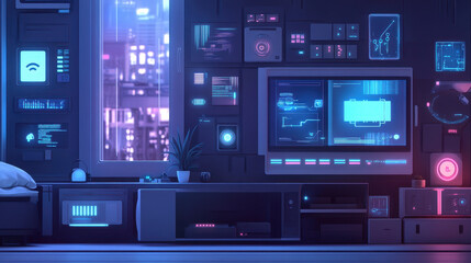 Cyberpunk Smart Home Bedroom Futuristic Interior Design