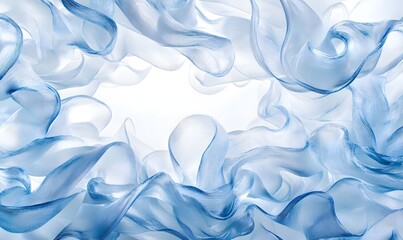 Fototapeta premium Abstract blue fabric waves, swirling chiffon texture background.