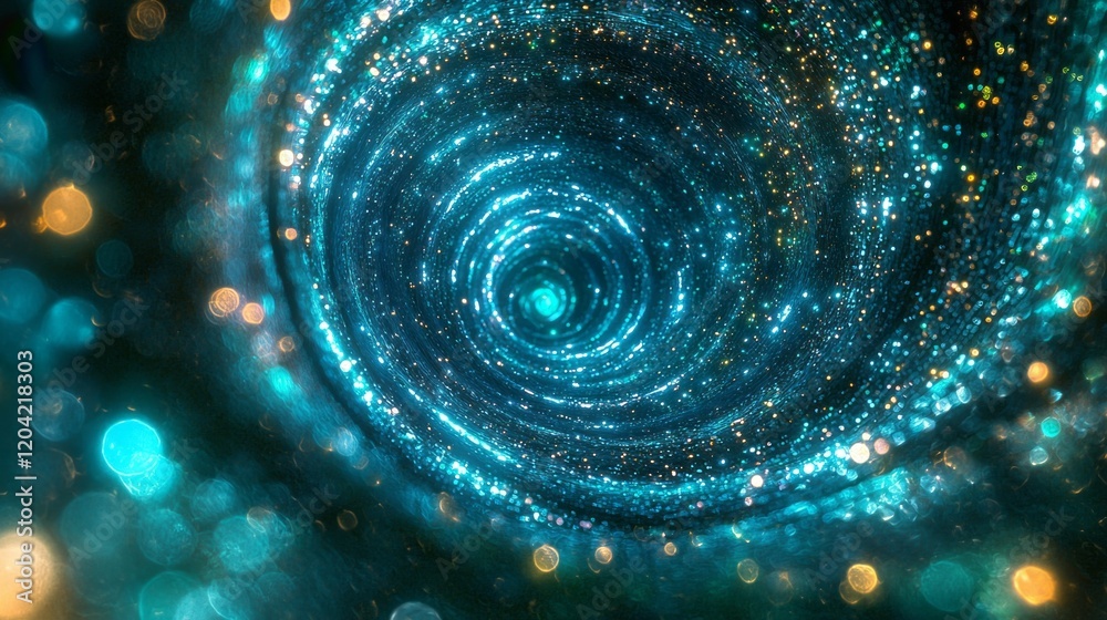 Aufkleber an enchanting electric blue spiral vortex draws the eye into its depths, surrounded by twinkling sta