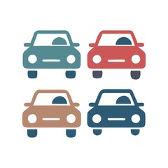 4 different colored cars on the white background.