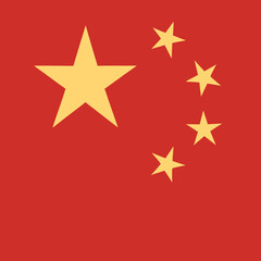 China Flag: Red background with five golden stars arranged in a unique pattern.
