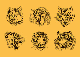 Tiger Head Hand Draw Vector 02