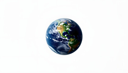 Planet Earth on a white background, Diffused lighting