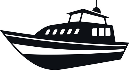 illustration of a boat, ship in the sea, Boat silhouette vector design