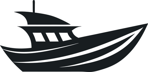 silhouette of a boat, ship in the sea, Boat silhouette vector design
