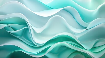 Fototapeta premium Abstract Flowing Green Waves in Gentle Curves and Light Shadows