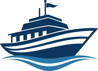 illustration of a ship, ship in the sea, Boat silhouette vector design