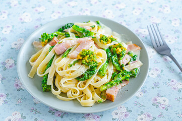 菜の花とベーコンのパクリームスタ