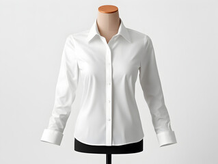 White collared shirt mockup with rolled up sleeves on mannequin