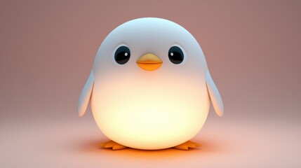 Cute Minimalistic Penguin Character with Simple Expression and Soft Glow