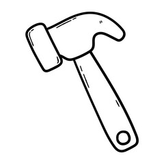 Hand drawn doodle hammer on white background.