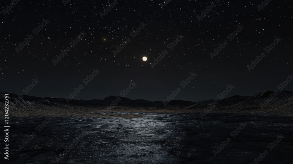 Wall mural night sky with stars and moon