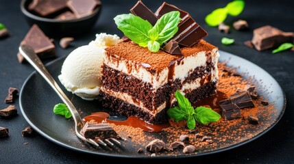 Delicious Tiramisu with Ice Cream