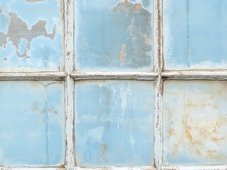 Distressed light blue window panes with white frame