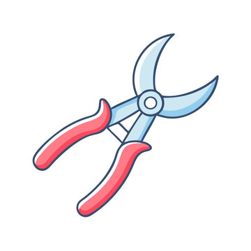 red handled pruning shears isolated clip art preview