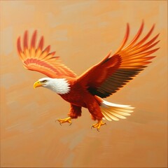 Obraz premium Fiery orange eagle in flight.