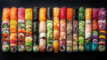 Fototapeta premium Rainbow Sushi Rolls Assortment