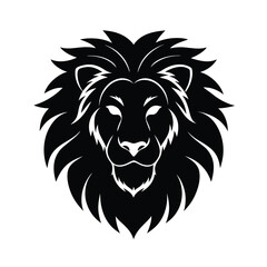 Stunning Lion Head Silhouette Vector Art - Black Lion Head Design Illustration