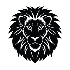 Stunning Lion Head Silhouette Vector Art - Black Lion Head Design Illustration