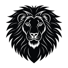Stunning Lion Head Silhouette Vector Art - Black Lion Head Design Illustration