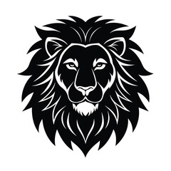 Stunning Lion Head Silhouette Vector Art - Black Lion Head Design Illustration
