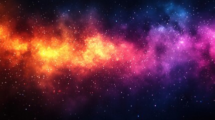 Vibrant cosmic nebula with swirling colors of orange, pink, and purple against a starry background