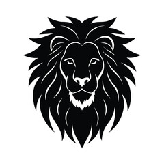 Stunning Lion Head Silhouette Vector Art - Black Lion Head Design Illustration
