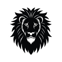 Stunning Lion Head Silhouette Vector Art - Black Lion Head Design Illustration