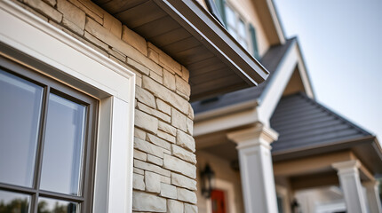 Modern House Exterior: Stone Facade, Architectural Design, Residential Property