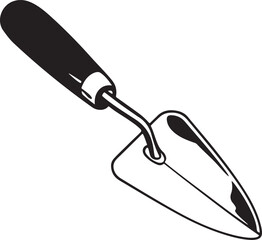 Trowel Rustic Tool for Gardening, Silhouette vector art illustration