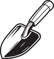 Trowel Rustic Tool for Gardening, Silhouette vector art illustration