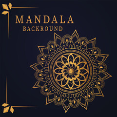 Logo icon ornamental mandala design in gold color. vector illustration