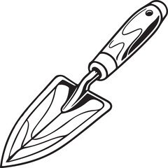 Trowel Rustic Tool for Gardening, Silhouette vector art illustration