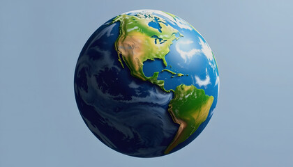 Fototapeta premium 3D model of planet earth, vector style, with white tones