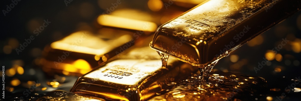Poster shimmering gold bars glisten in soft light, showcasing their luxurious appeal and intrinsic value in