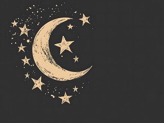 Crescent Moon And Stars Night Sky Design