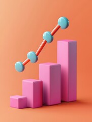 The 3d growth business graph on success financial represents profit and revenue growth