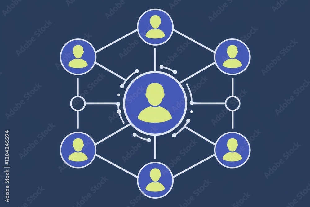 Aufkleber A network diagram showing interconnected individuals, highlighting collaboration and communication within a group.