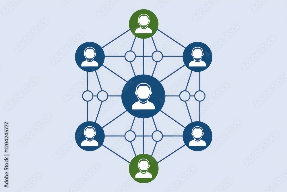 Aufkleber Network graph illustrating interconnected individuals, highlighting connections and communication within a group.