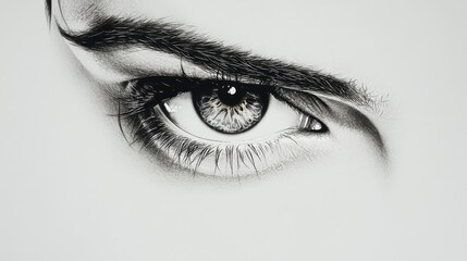 Close-up shot of beautiful woman's eyes on white background