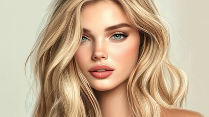 Fototapeta premium people, beauty and hair care concept - beautiful woman face with long blond hair