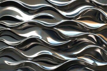 Abstract metallic waves, glossy texture.