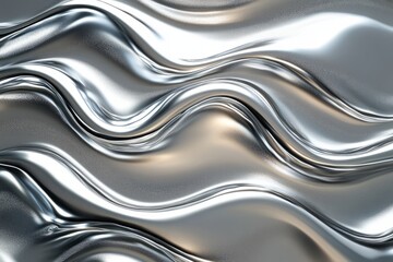 Abstract silver waves, metallic texture background.