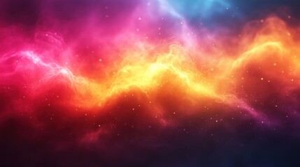 Obraz premium Vibrant cosmic nebula with swirling colors and glowing particles creating a mystical atmosphere