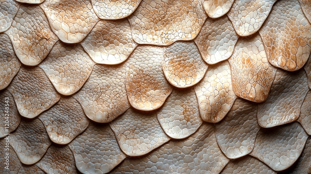 Poster Captivating close-up captures the unique texture of python skin, showcasing a beautiful arrangement of natural tones that evoke the elegance of nature. Each scale creates a mesmerizing pattern