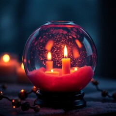 burning candle in the glass