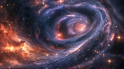 Obraz premium Mesmerizing Cosmic Landscape:Swirling Nebulae,Glowing Star Clusters,and Ethereal Astronomical Phenomena